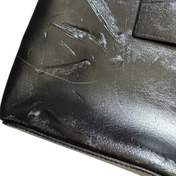 GENNY Women's Handbag Purse Black Leather Flap Zipper Minimalist Made In Italy - Picture 4 of 14